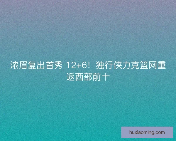 浓眉复出首秀 12+6！独行侠力克篮网重返西部前十