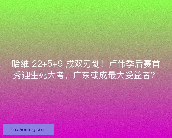 哈维 22+5+9 成双刃剑！卢伟季后赛首秀迎生死大考，广东或成最大受益者？