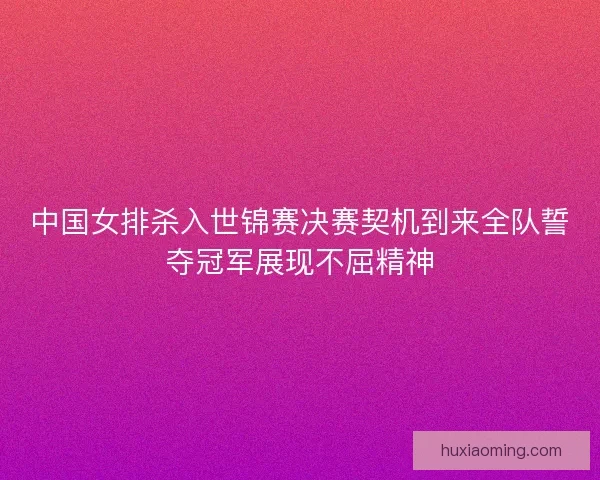 中国女排杀入世锦赛决赛契机到来全队誓夺冠军展现不屈精神