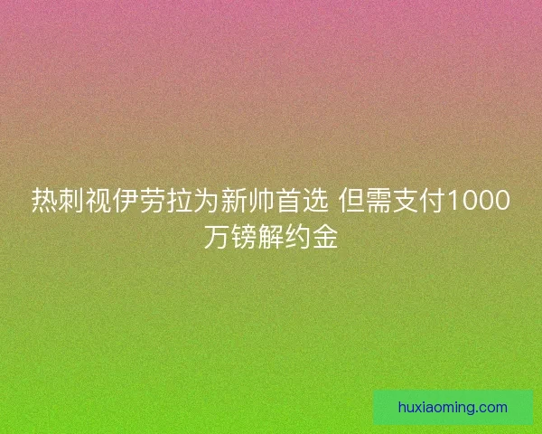 热刺视伊劳拉为新帅首选 但需支付1000万镑解约金